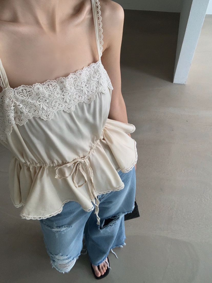 VERANDA韓國直郵女士新品推薦人氣26夏季休閑吊帶背心蕾絲VERANDA吊帶/背心