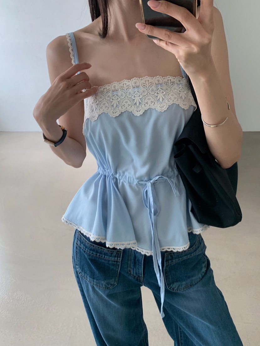 VERANDA韓國直郵女士新品推薦人氣26夏季休閑吊帶背心蕾絲VERANDA吊帶/背心