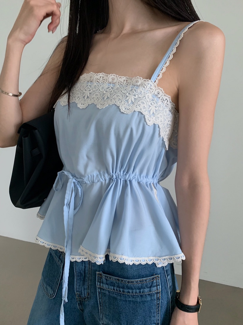 VERANDA韓國直郵女士新品推薦人氣26夏季休閑吊帶背心蕾絲VERANDA吊帶/背心