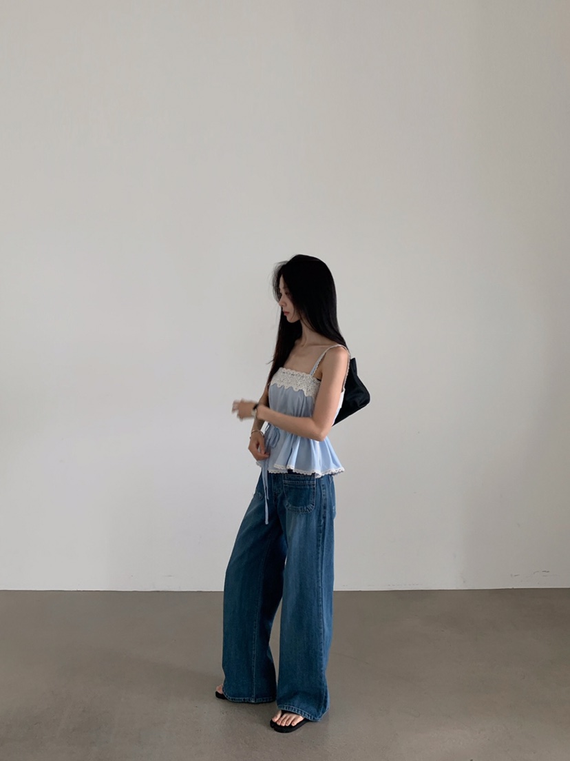VERANDA韓國直郵女士新品推薦人氣26夏季休閑吊帶背心蕾絲VERANDA吊帶/背心