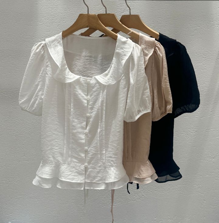 CRONG韓國直郵實拍女裝新品熱賣休閑時尚推薦26夏季襯衫蕾絲衫CRONG襯衫/蕾絲衫
