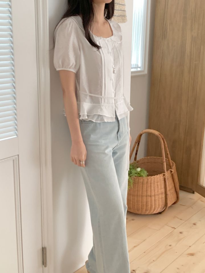 CRONG韓國直郵實拍女裝新品熱賣休閑時尚推薦26夏季襯衫蕾絲衫CRONG襯衫/蕾絲衫