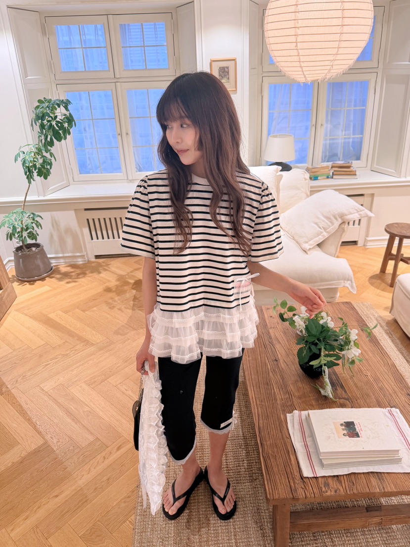 BOUTIQUE-L韓國直郵女裝新品推薦熱賣時尚打底褲鯊魚褲褶邊BOUTIQUE-L打底褲/鯊魚褲
