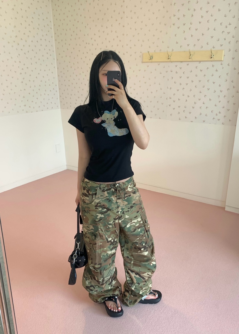 SEOLO韓國直郵女士新款時尚人氣熱賣休閑推薦26夏季休閑褲迷彩Seolo seoul休閑褲