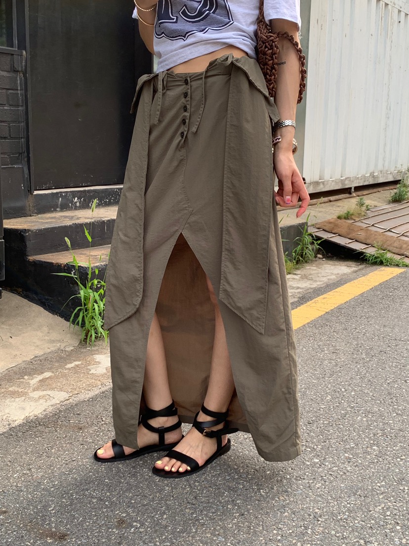 ZEROZERO韓國代購女裝新品人氣休閑推薦26夏季熱賣長裙開衩ZEROZERO長裙圖色1