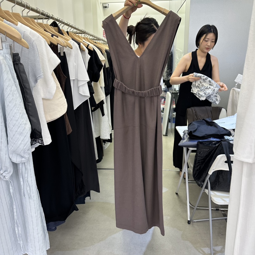 AMON韓國東大門代購女裝新品人氣時尚推薦連衣裙含腰帶亞麻AMON連衣裙