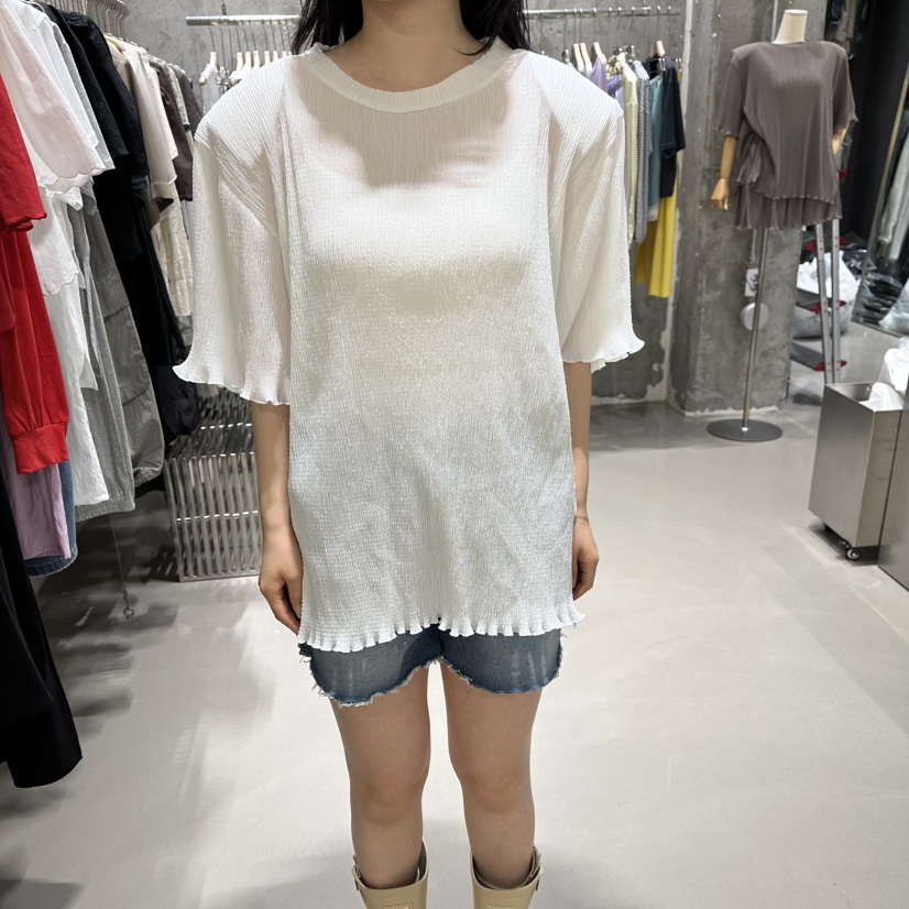 JUNI韓國直郵女裝新品休閑人氣推薦26夏季時尚熱賣T恤褶裥my juniT恤圖色1