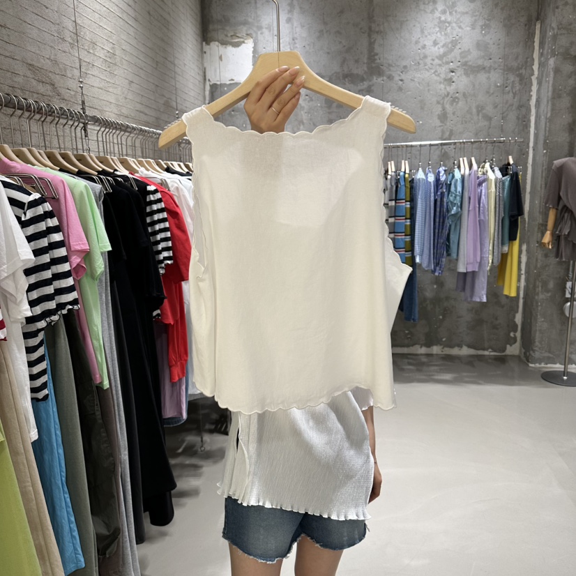 JUNI韓國東大門代購女裝新款熱賣休閑26夏季吊帶背心刺繡無袖my juni吊帶/背心