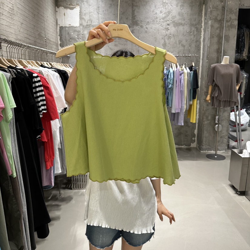 JUNI韓國東大門代購女裝新款熱賣休閑26夏季吊帶背心刺繡無袖my juni吊帶/背心圖色3