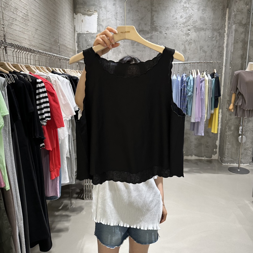 JUNI韓國東大門代購女裝新款熱賣休閑26夏季吊帶背心刺繡無袖my juni吊帶/背心圖色4