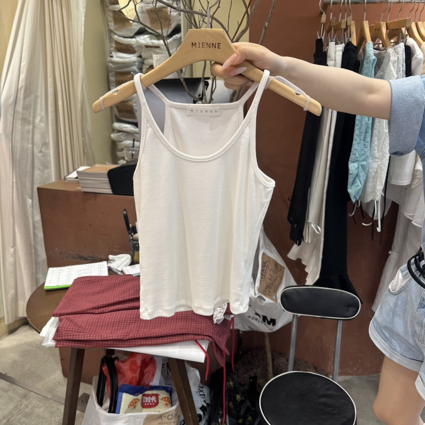 MIENNE東大門實拍韓國女裝新款人氣26夏季吊帶背心無袖羅紋MIENNE吊帶/背心圖色2