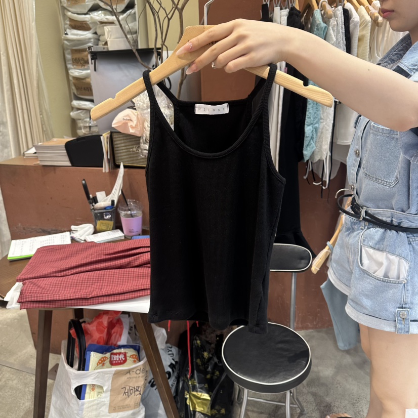 MIENNE東大門實拍韓國女裝新款人氣26夏季吊帶背心無袖羅紋MIENNE吊帶/背心圖色3