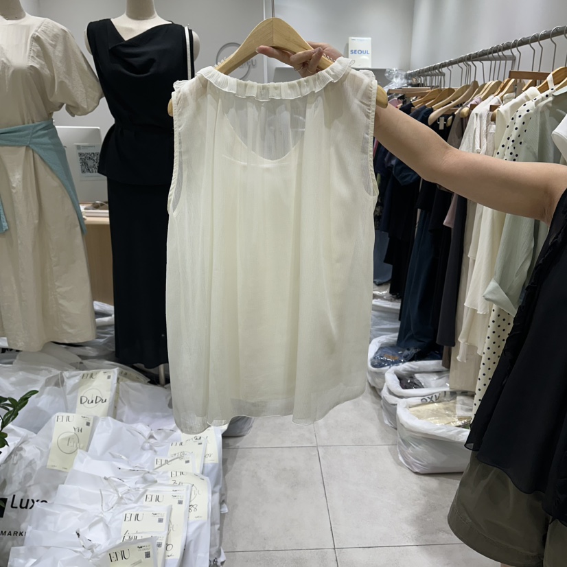 EN.U韓國東大門直郵女裝新款時尚26夏季吊帶背心荷葉邊無袖EN.U吊帶/背心