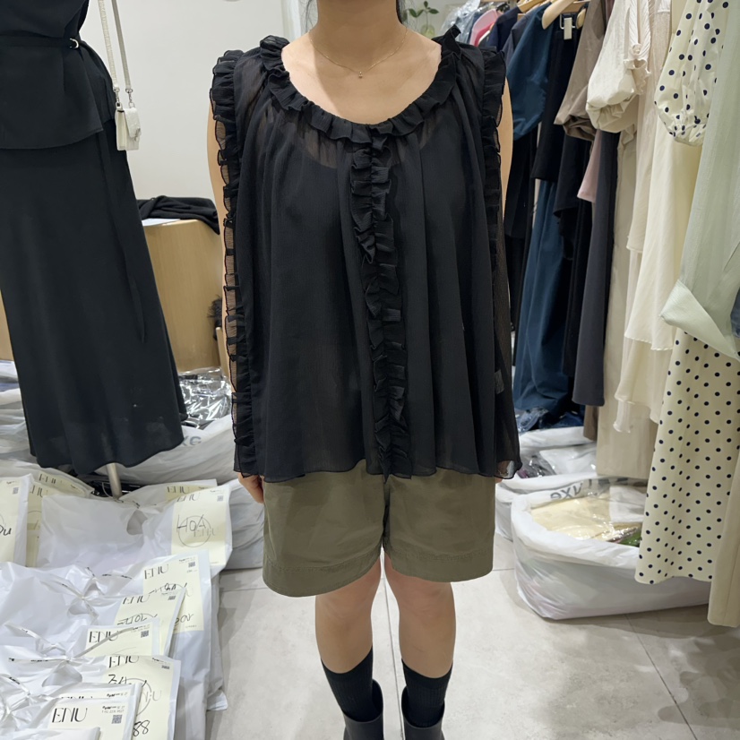 EN.U韓國東大門直郵女裝新款時尚26夏季吊帶背心荷葉邊無袖EN.U吊帶/背心圖色2