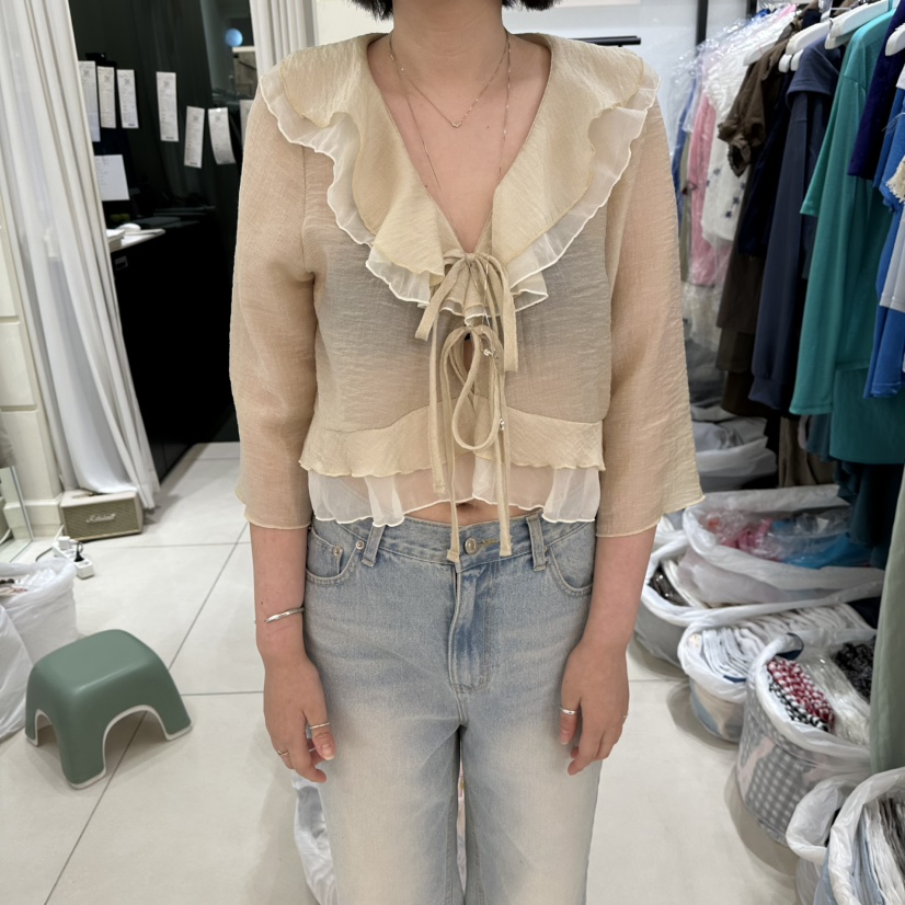EGG IS韓國直郵女士新品時尚休閑推薦26夏季人氣襯衫蕾絲衫EGG IS襯衫/蕾絲衫圖色1