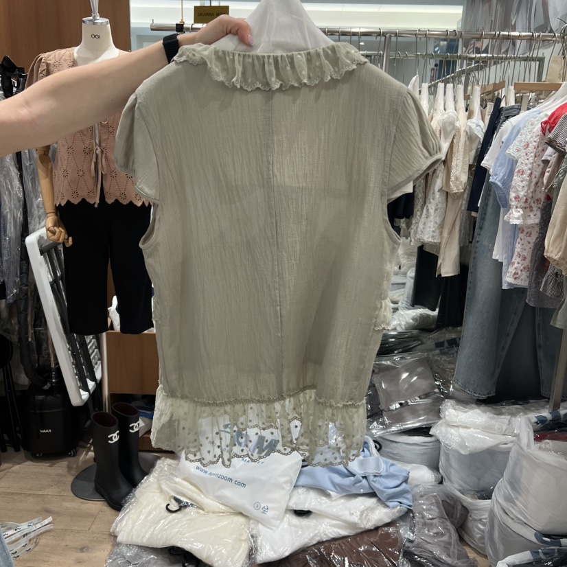 OGI韓國直郵女裝新品人氣休閑26夏季熱賣推薦時尚襯衫蕾絲衫FLat OGI襯衫/蕾絲衫