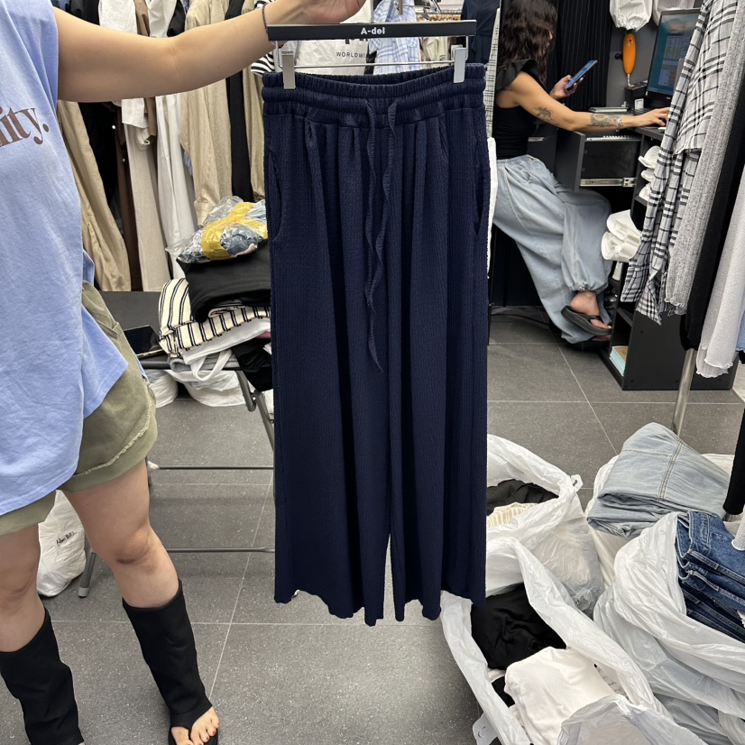 A-DEL東大門實拍韓國女士新款人氣推薦休閑26夏季休閑褲褶裥A-DEL休閑褲圖色2深藍色