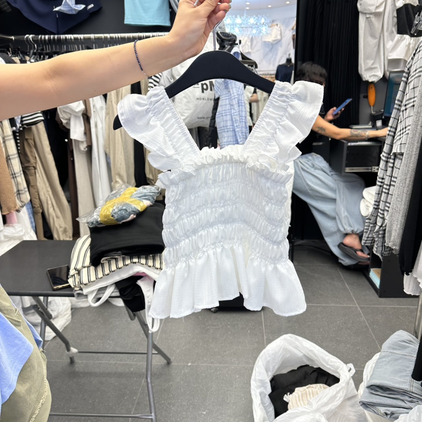 A-DEL韓國直郵女裝新品休閑熱賣人氣推薦襯衫蕾絲衫褶皺A-DEL襯衫/蕾絲衫