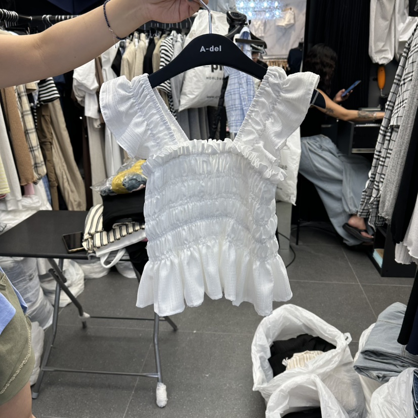 A-DEL韓國直郵女裝新品休閑熱賣人氣推薦襯衫蕾絲衫褶皺A-DEL襯衫/蕾絲衫圖色1