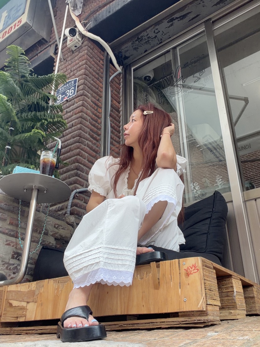 SUNDER MARKET東大門實拍女裝新款休閑26春夏休閑褲棉質褶邊SUNDER MARKET休閑褲