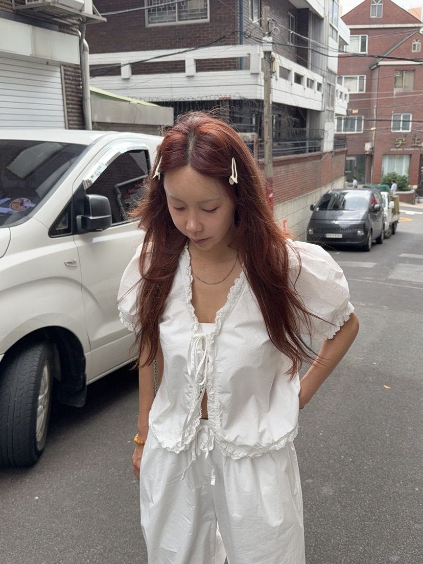 SUNDER MARKET韓國代購女裝新款26春夏襯衫蕾絲衫棉質褶邊SUNDER MARKET襯衫/蕾絲衫