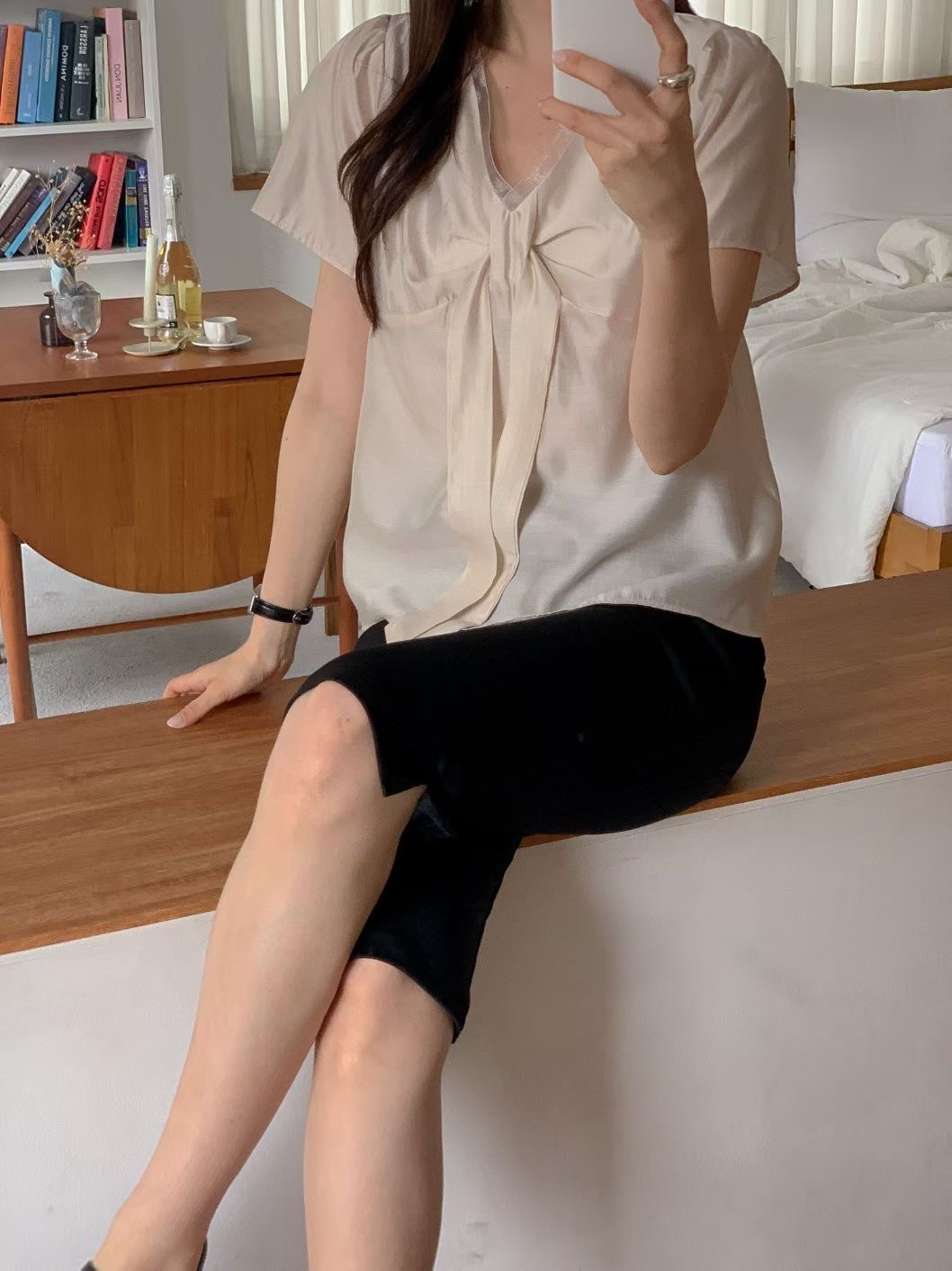 CIRCLE-써클-T韓國代購女裝新款熱賣人氣26春夏襯衫蕾絲衫CIRCLE襯衫/蕾絲衫