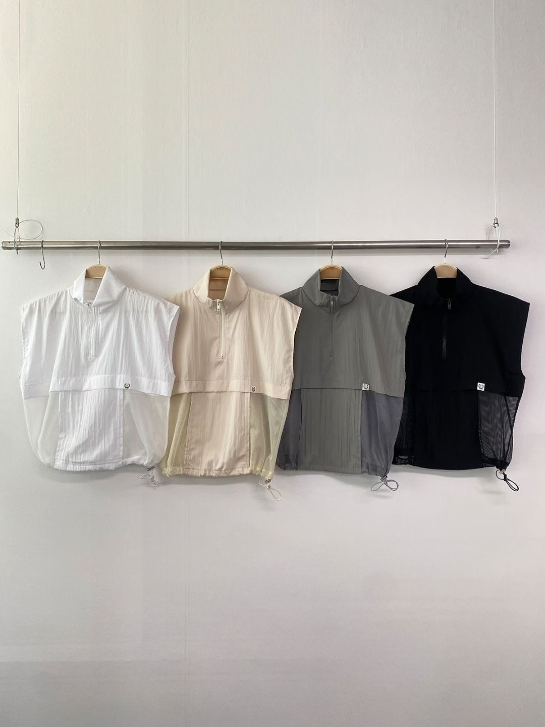 DKS08韓國直郵女士新品真品人氣時尚休閑T恤網眼拉鏈撞色DKS08T恤圖色3左三色