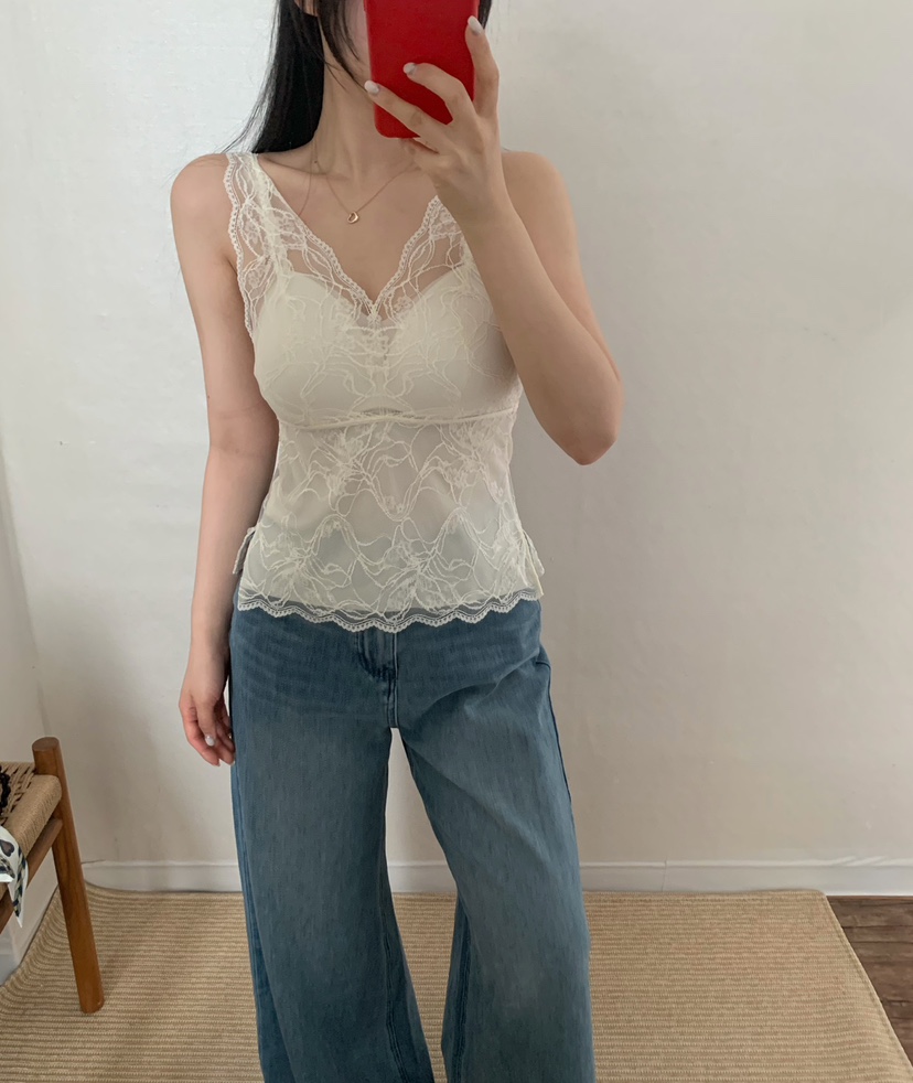 TWENTY FOUR SEVEN24-7韓國代購女士新品熱賣吊帶背心蕾絲無袖TEWNTY FOUR SEVEN24-7吊帶/背心