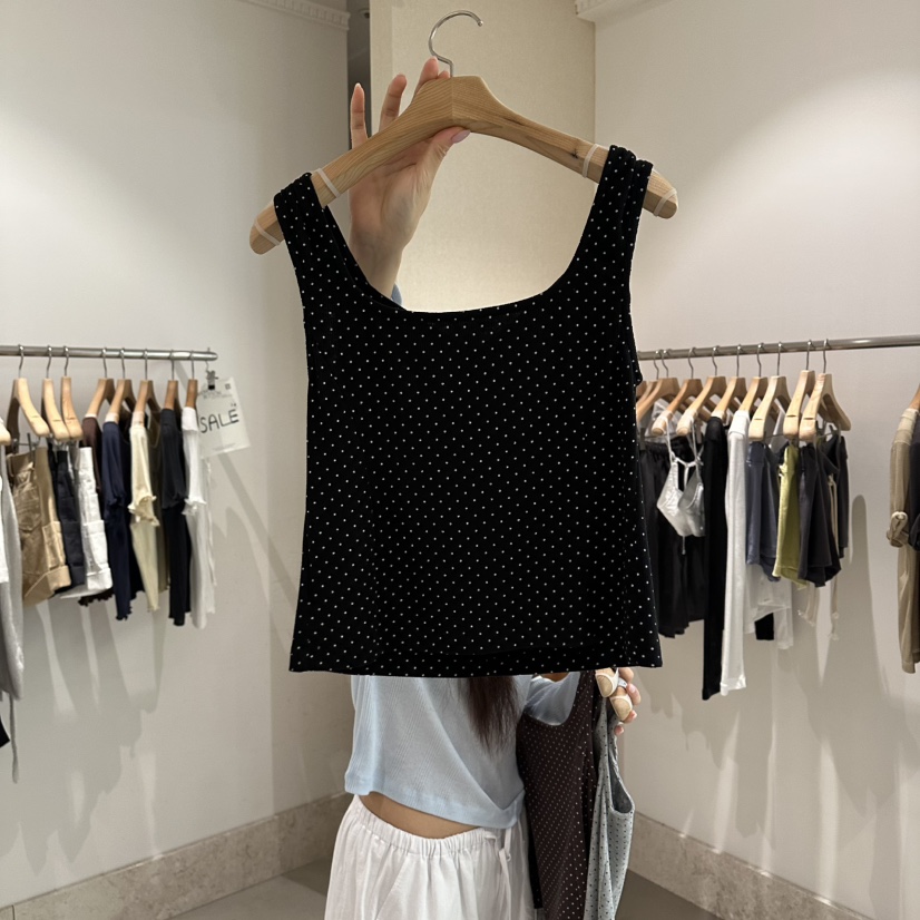 ANDMORE BUTTON東大門代購女裝新品人氣吊帶背心褶皺無袖ANDMORE BUTTON吊帶/背心