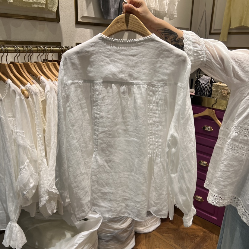 LAUNDRY東大門代購女裝新品時尚真品推薦26夏季襯衫蕾絲衫V領LAUNDRY襯衫/蕾絲衫