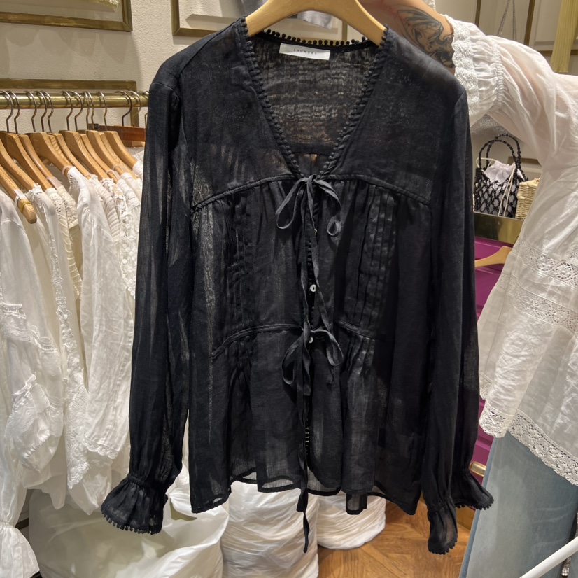 LAUNDRY東大門代購女裝新品時尚真品推薦26夏季襯衫蕾絲衫V領LAUNDRY襯衫/蕾絲衫圖色2