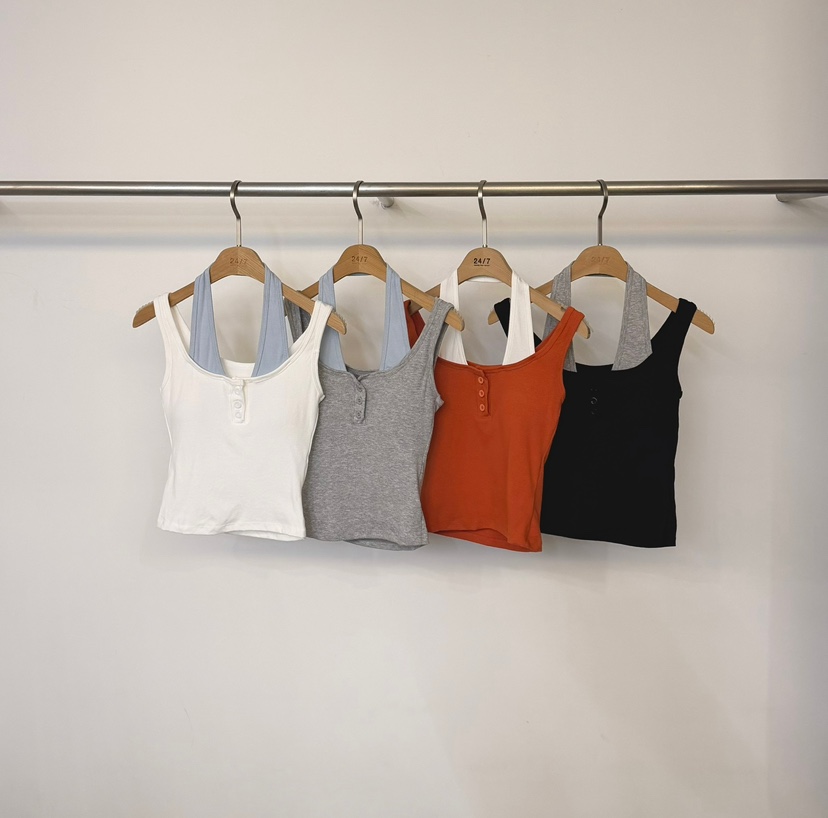 TWENTY FOUR SEVEN24-7東大門代購女裝新品26夏季吊帶背心假兩件TEWNTY FOUR SEVEN24-7吊帶/背心