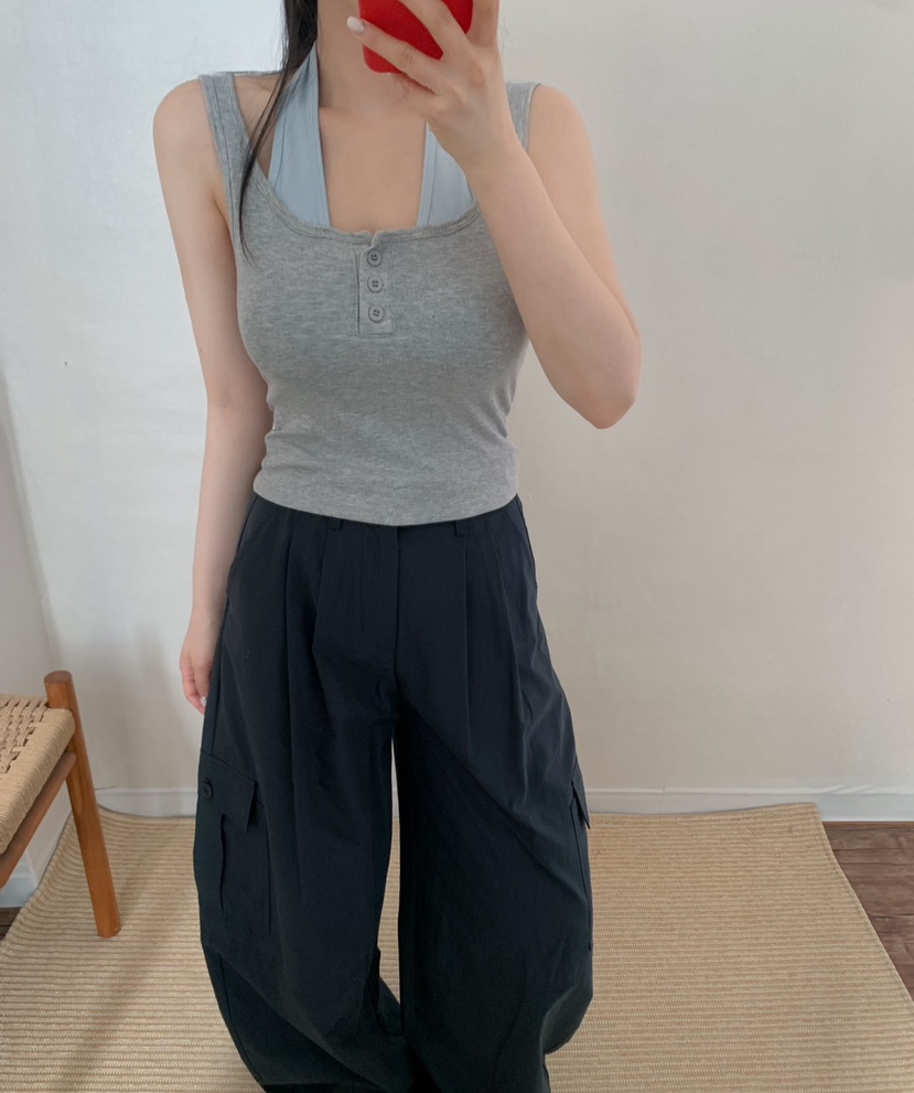 TWENTY FOUR SEVEN24-7東大門代購女裝新品26夏季吊帶背心假兩件TEWNTY FOUR SEVEN24-7吊帶/背心