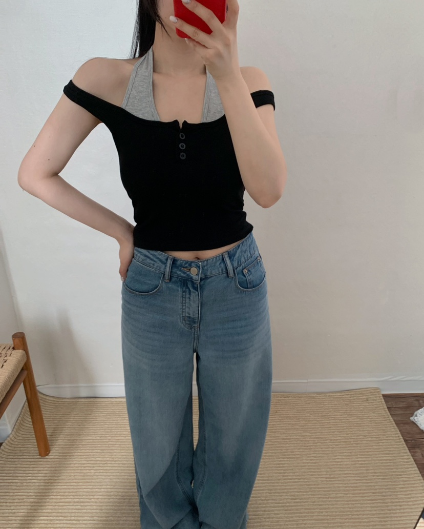 TWENTY FOUR SEVEN24-7東大門代購女裝新品26夏季吊帶背心假兩件TEWNTY FOUR SEVEN24-7吊帶/背心