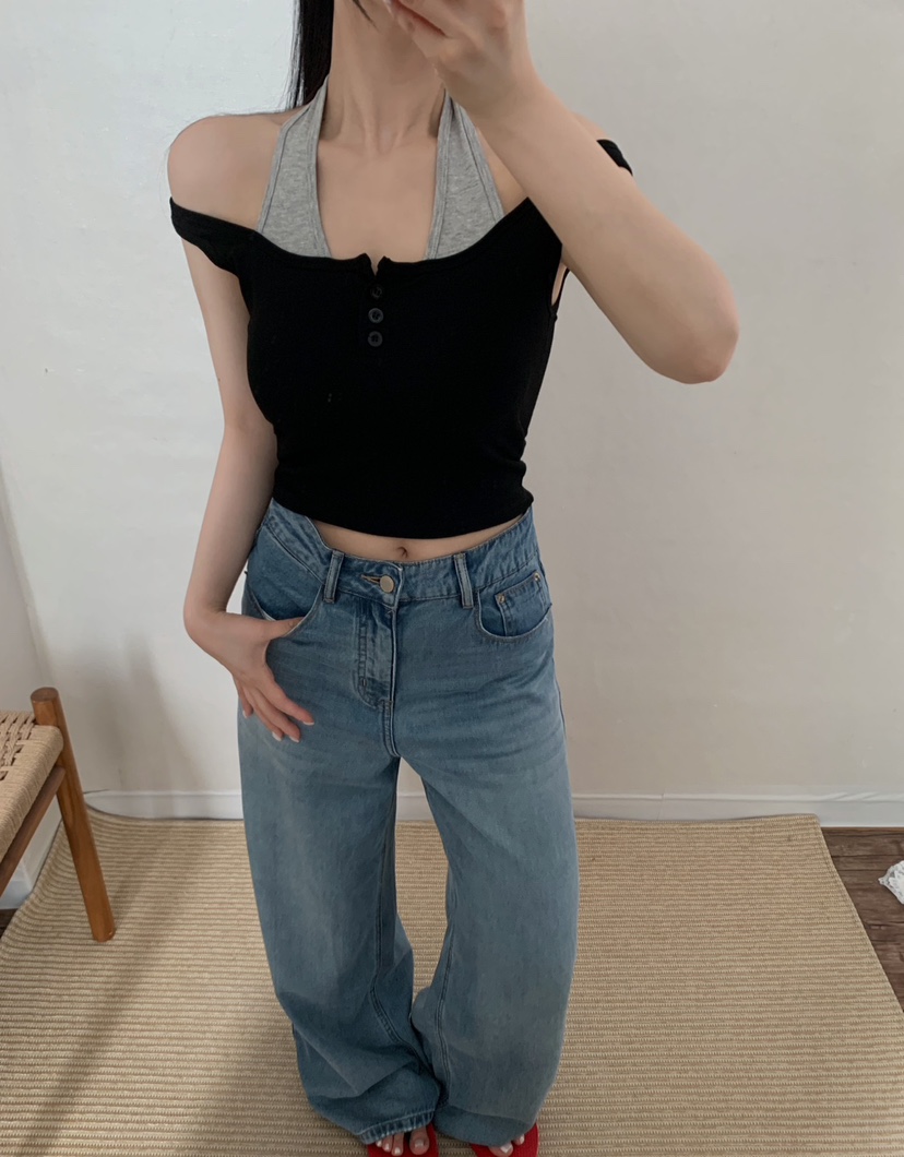 TWENTY FOUR SEVEN24-7東大門代購女裝新品26夏季吊帶背心假兩件TEWNTY FOUR SEVEN24-7吊帶/背心