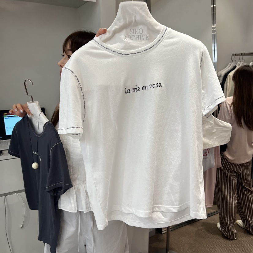 SIHO ARCHIVE韓國直郵女士新款26夏季推薦T恤不含項鏈刺繡SIHO ARCHIVET恤圖色2