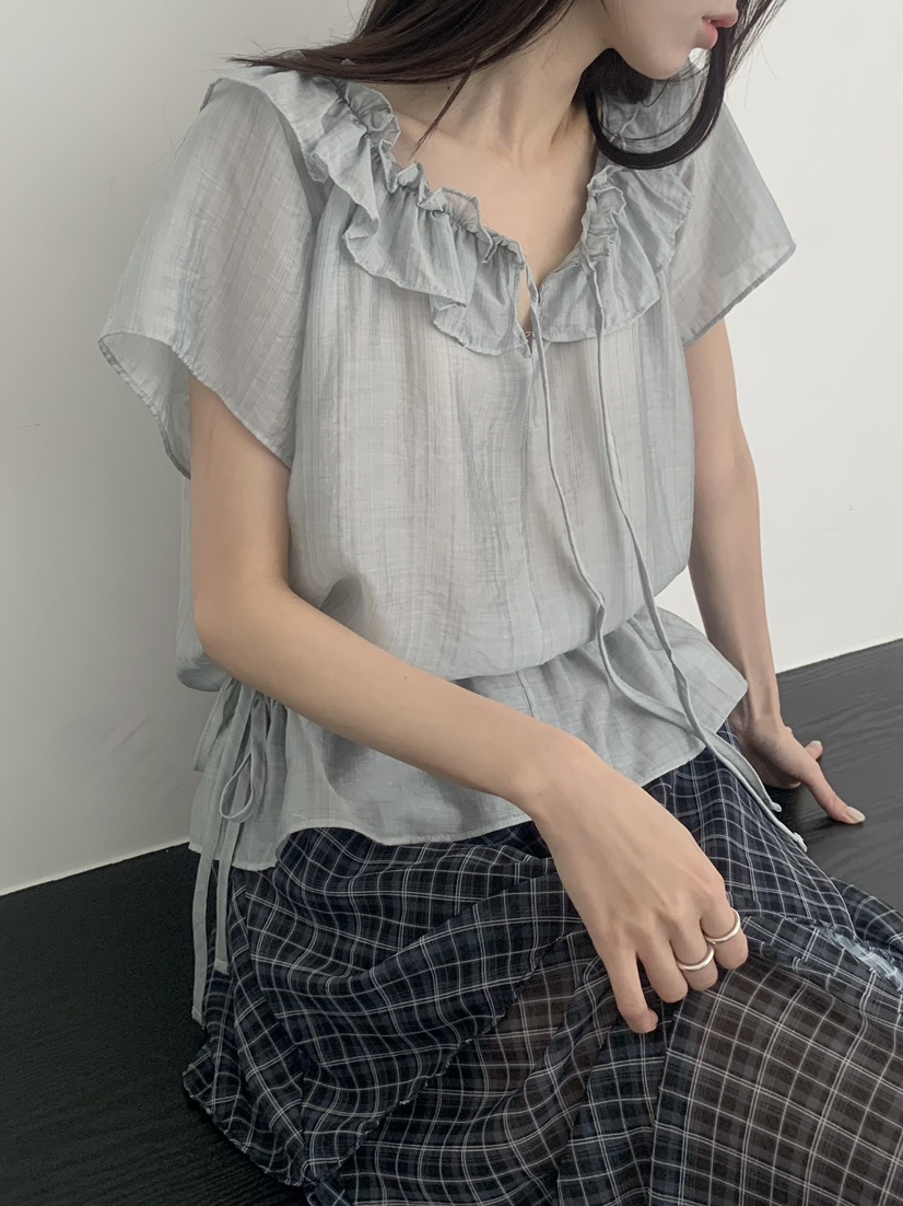 LE AVE韓國代購女裝新品時尚26夏季真品推薦休閑襯衫蕾絲衫LE AVE襯衫/蕾絲衫