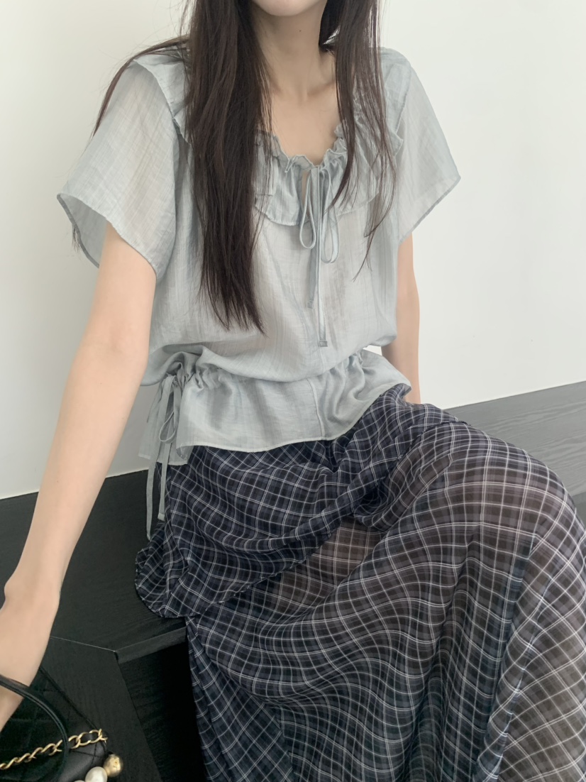 LE AVE韓國代購女裝新品時尚26夏季真品推薦休閑襯衫蕾絲衫LE AVE襯衫/蕾絲衫