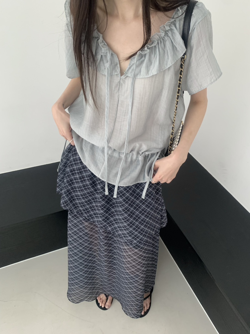 LE AVE韓國代購女裝新品時尚26夏季真品推薦休閑襯衫蕾絲衫LE AVE襯衫/蕾絲衫