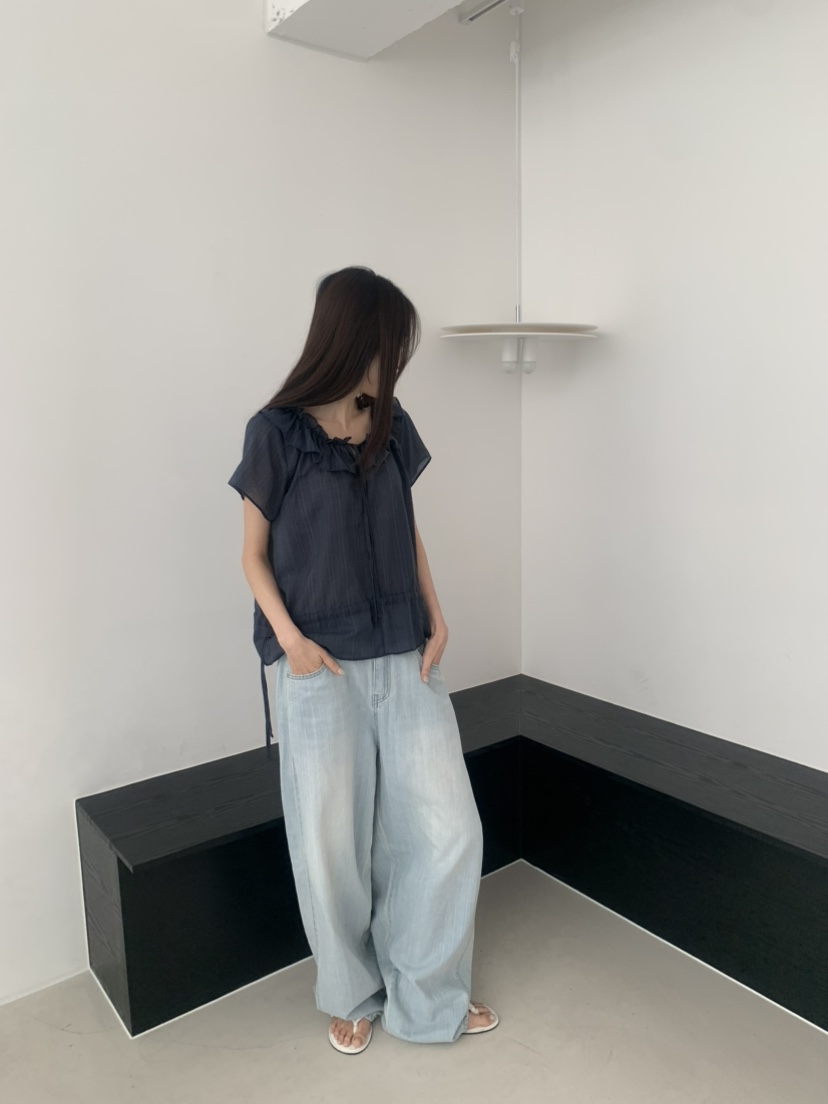 LE AVE韓國代購女裝新品時尚26夏季真品推薦休閑襯衫蕾絲衫LE AVE襯衫/蕾絲衫