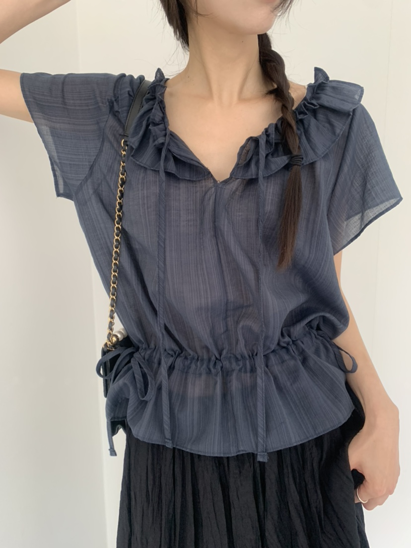 LE AVE韓國代購女裝新品時尚26夏季真品推薦休閑襯衫蕾絲衫LE AVE襯衫/蕾絲衫