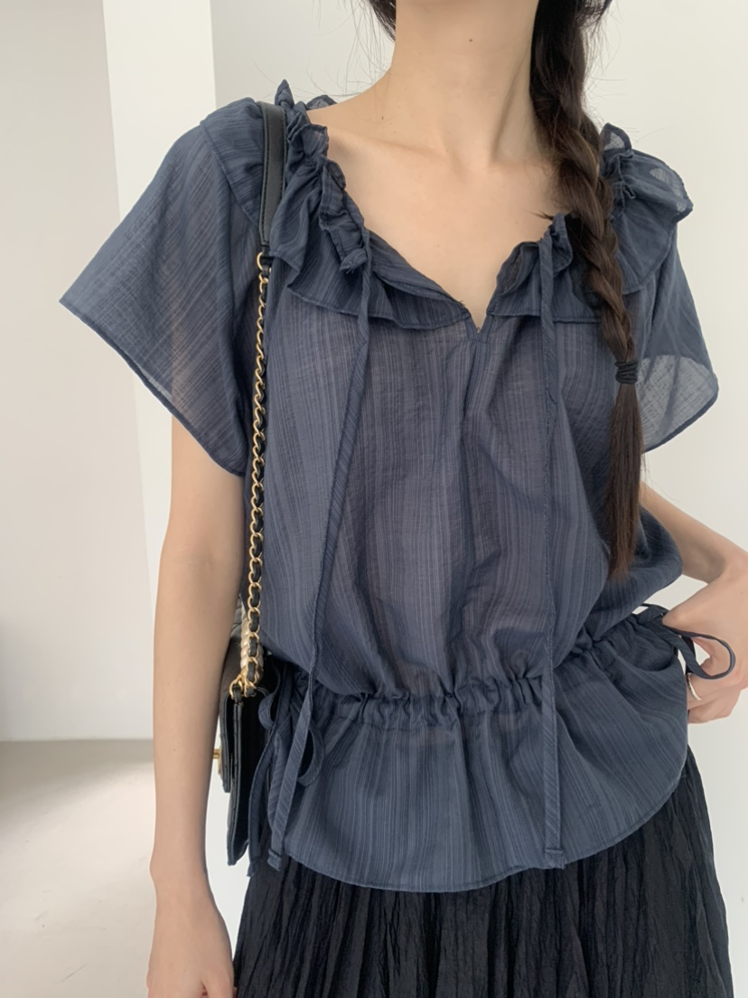 LE AVE韓國代購女裝新品時尚26夏季真品推薦休閑襯衫蕾絲衫LE AVE襯衫/蕾絲衫