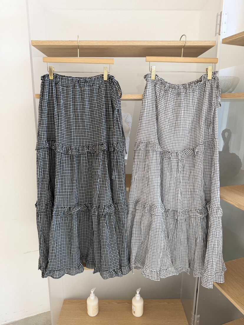 LAUNDRY韓國代購女裝新品熱賣真品時尚人氣26夏季長裙格子LAUNDRY長裙