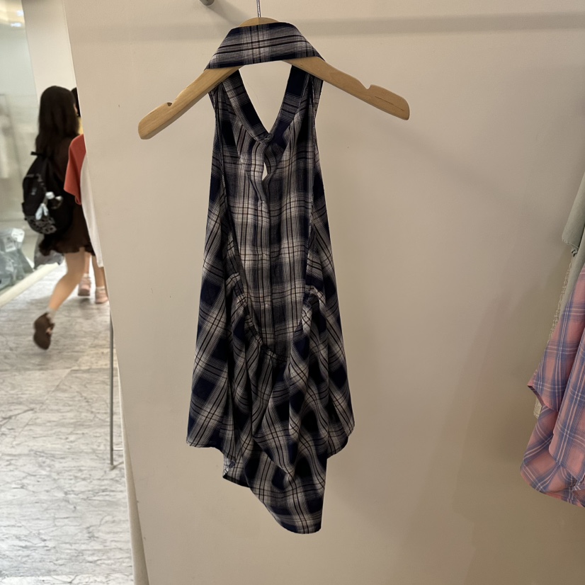 DE VENTI東大門實拍女士新品推薦人氣熱賣真品吊帶背心格子DE VENTI吊帶/背心