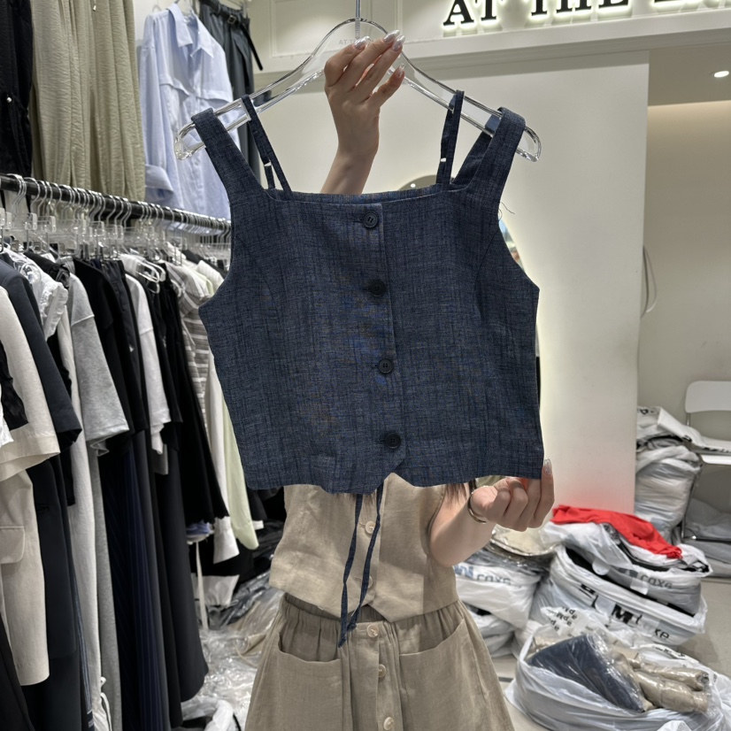 AT THE END東大門代購女裝新品26夏季時尚熱賣馬甲亞麻AT THE END馬甲圖色2