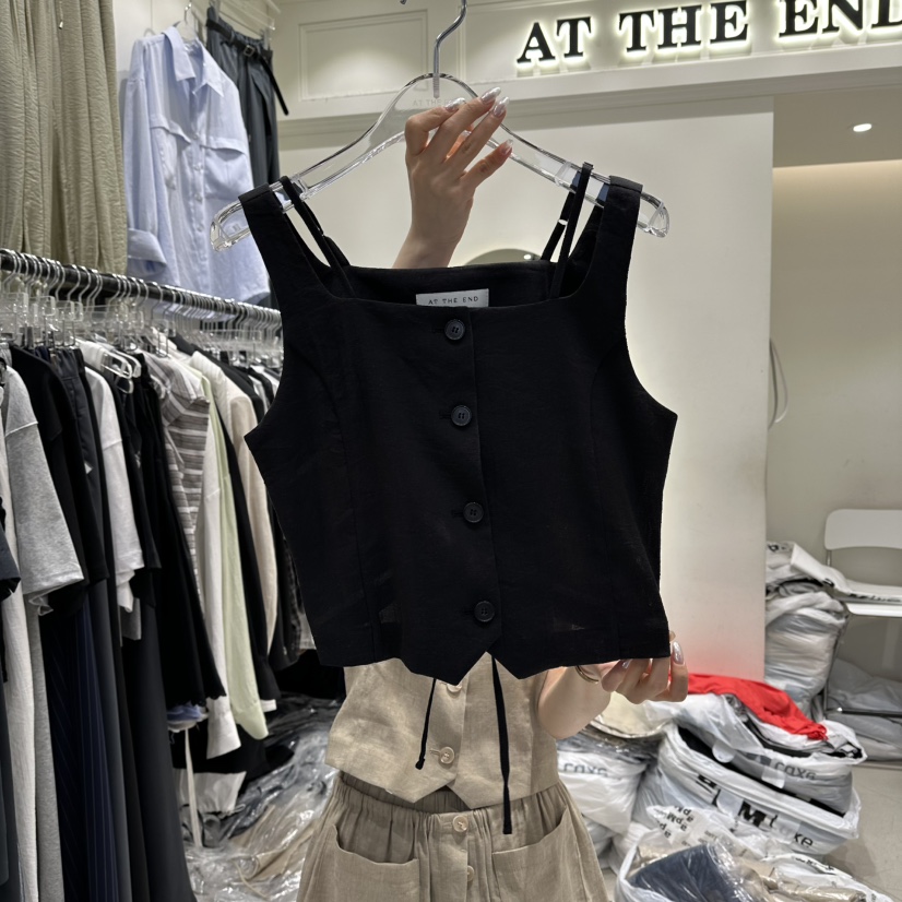AT THE END東大門代購女裝新品26夏季時尚熱賣馬甲亞麻AT THE END馬甲圖色3