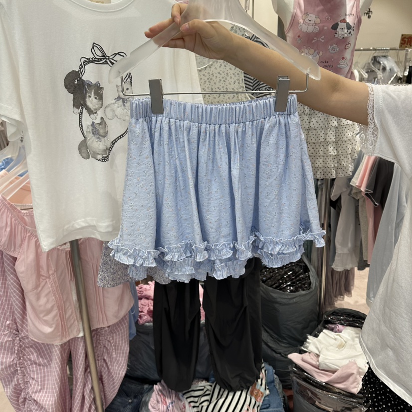 MIMME/LOOKK東大門直郵女士新品時尚休閑26夏季裙褲褶邊雙層MIMME/LOOKK裙褲