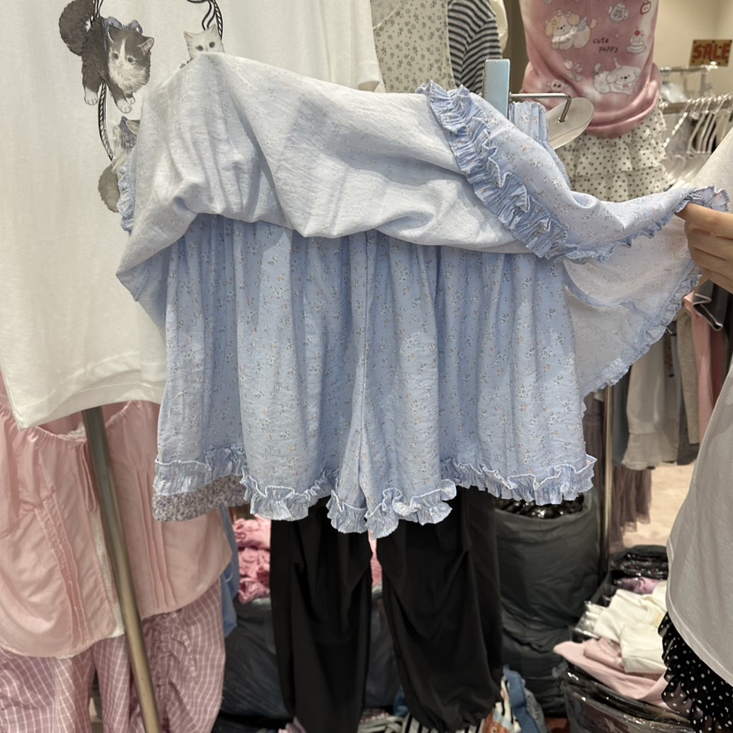 MIMME/LOOKK東大門直郵女士新品時尚休閑26夏季裙褲褶邊雙層MIMME/LOOKK裙褲