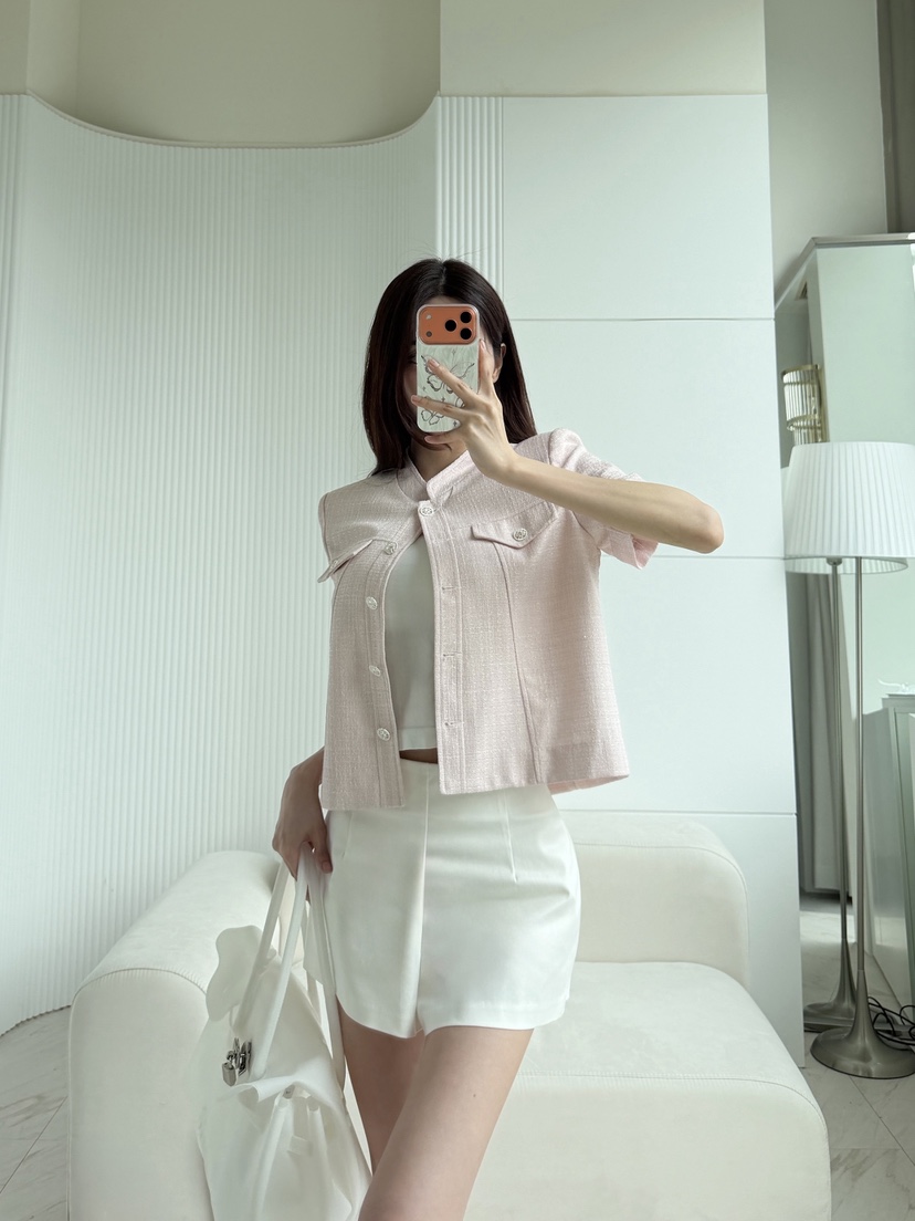 CLOTH東大門實拍女士新款熱賣時尚人氣26夏季夾克粗花呢珍珠CLOTH夾克
