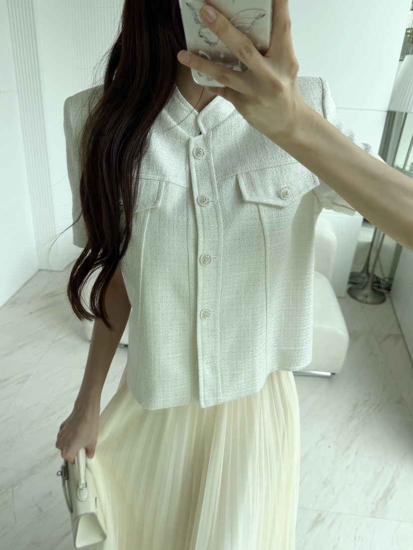CLOTH東大門實拍女士新款熱賣時尚人氣26夏季夾克粗花呢珍珠CLOTH夾克圖色3